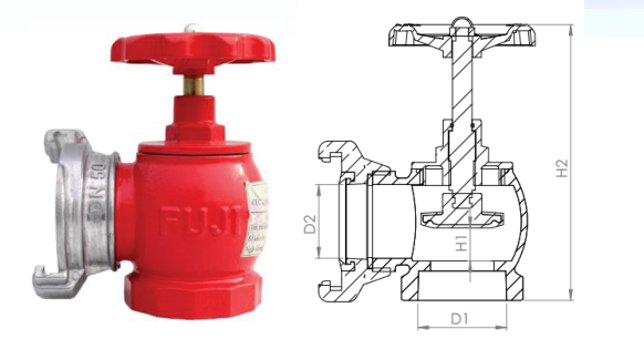 Van góc chữa cháy Fuji DN50/D65 Van góc chữa cháy Fuji DN50/D65